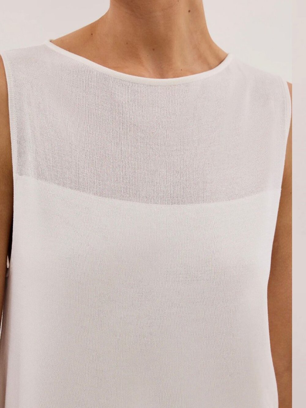 White Sheer Knit Tank Top XL | Boat Neck | NWT - Picture 3 of 5